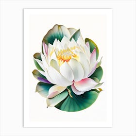 White Lotus Decoupage 3 Art Print