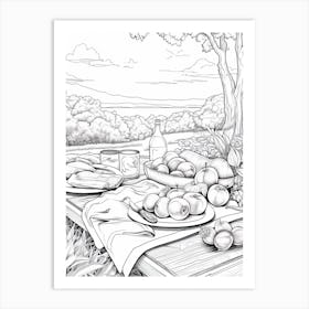 Line Art Inspired By The Luncheon On The Grass 3 Art Print