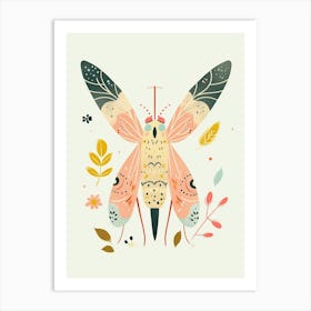 Colourful Insect Illustration Whitefly 17 Art Print