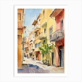 Cagliari, Italy Watercolour Streets 1 Art Print