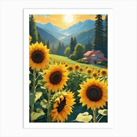 Sunflowers In The Field Art Print