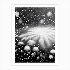 Graupel, Snowflakes, Black & White 1 Art Print