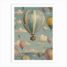 Pastel Hot Air Balloons Art Print