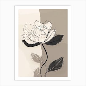 Line Art Lotus Flowers Illustration Neutral 18 Art Print