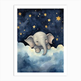 Baby Elephant 1 Sleeping In The Clouds Art Print