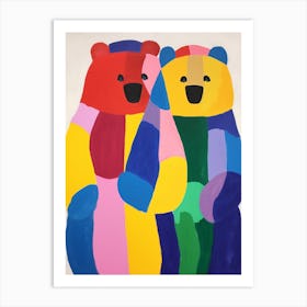 Colourful Kids Animal Art Grizzly Bear 3 Art Print