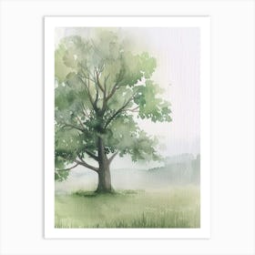 Ash Tree Atmospheric Watercolour Painting 3 Art Print
