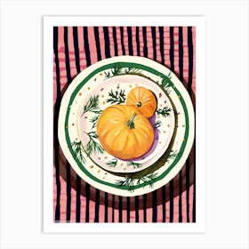 A Plate Of Pumpkins, Autumn Food Illustration Top View 42 Art Print