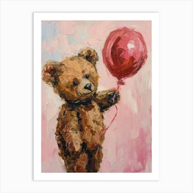 Cute Brown Bear 2 With Balloon Art Print