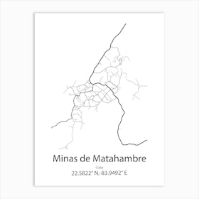 Minas,Cuba Minimalist Map Art Print