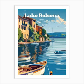 Lake Bolsena Italy Boat Ride Travel Art Art Print