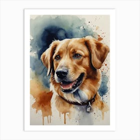 Golden Retriever Watercolor Painting Art Print