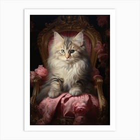 Cat In Medieval Robes Rococo Style  9 Art Print