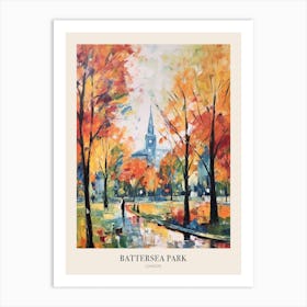 Autumn City Park Painting Battersea Park London 1 Poster Art Print