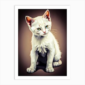 White Cat Painting Art Print