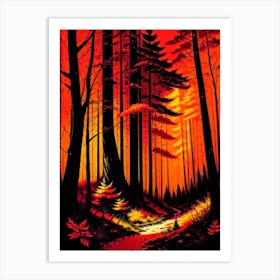 Sunset In The Forest 2 Art Print