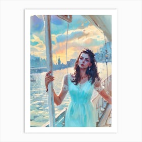 Girl On A Boat Art Print