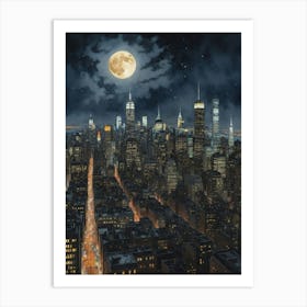 A Nighttime Reverie in New York Art Print