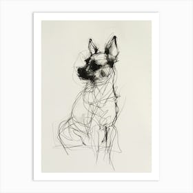 Chihuahua Dog Charcoal Line 1 Art Print