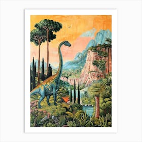 Dinosaur In The Mountains Painting Art Print