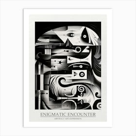 Enigmatic Encounter Abstract Black And White 11 Poster Art Print