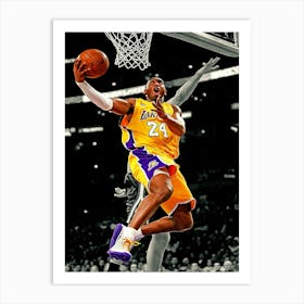 Kobe Bryant Of The Los Angeles Lakers Puts A Shot Up Against The Milwaukee Bucks Art Print