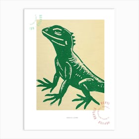 Forest Green Anoles Lizard Bold Block Colour 2 Poster Art Print