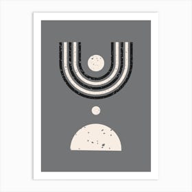 Grey Bohemian Shapes Art Print