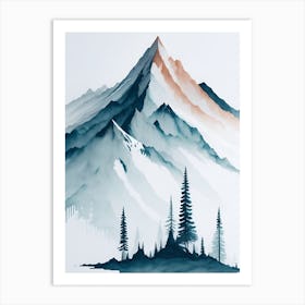 Mountain And Forest In Minimalist Watercolor Vertical Composition 284 Art Print