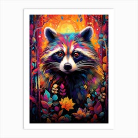 A Forest Raccoon Vibrant Paint Splash 3 Art Print