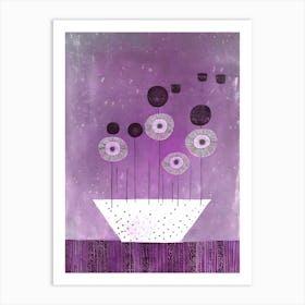 Purple Flowers in a Vase Abstract Painting Art Print