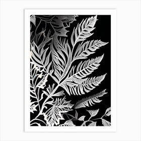 Rowan Leaf Linocut 3 Art Print