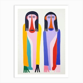 Colourful Kids Animal Art Baboon Art Print