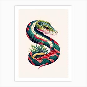 Pine Snake Tattoo Style Art Print