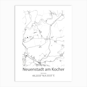 Neuenstadt Am Kocher,Germany Minimalist Map Art Print