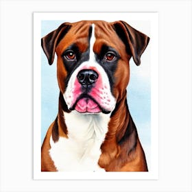 American Staffordshire Terrier Watercolour Dog Art Print