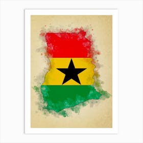 Ghana Flag Vintage Art Print