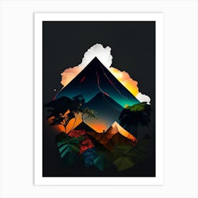 Arenal Volcano National Park Costa Rica Cut Out Paper Art Print