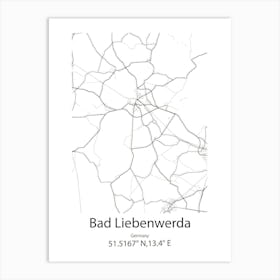 Bad Liebenwerda,Germany Minimalist Map Art Print