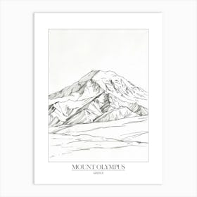 Mount Olympus Greece Line Drawing 2 Poster Art Print