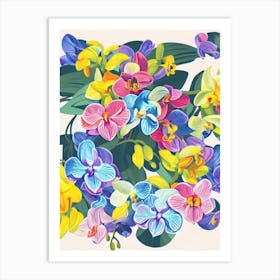 Orchids Modern Colourful Flower Art Print