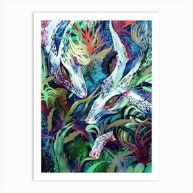 Hares in the tropics Art Print