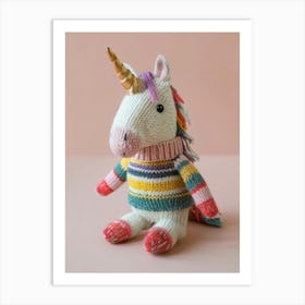 Knitted Unicorn In A Jumper Photography Art Print