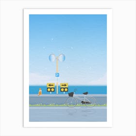 Minimal art illustration Beautiful view of the beach road Art Print