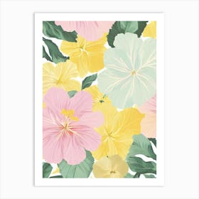 Hibiscus Pastel Floral 3 Flower Art Print