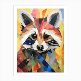 A Playful Raccoon In The Style Of Jasper Johns 4 Art Print