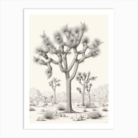  Detailed Drawing Of A Joshua Trees At Dusk In Desert 2 Art Print