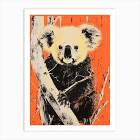 Koala, Woodblock Animal  Drawing 4 Art Print