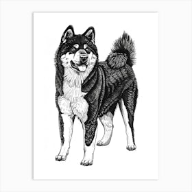 Akita Dog Line Sketch 1 Art Print