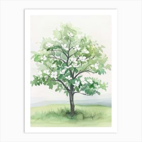 Dogwood Tree Atmospheric Watercolour Painting 3 Art Print
